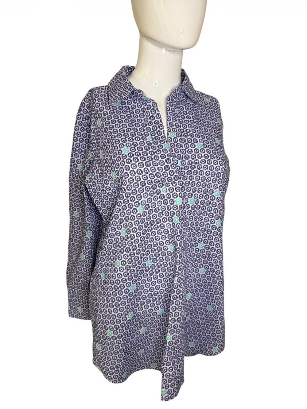 Vineyard Vines Navy & Mint Geometric Button-Down Tunic